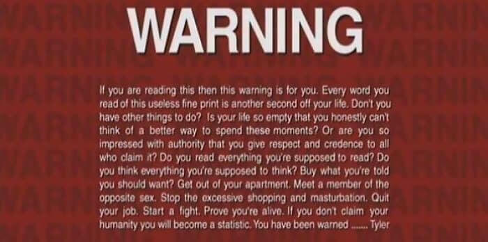 2. Fight Club Movie’s Warning Screen You Don't Want To Ignore