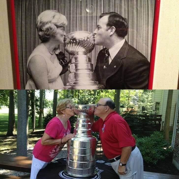 21. Legendary Hockey Coach Scotty Bowman And His Wife With The Stanley Cup