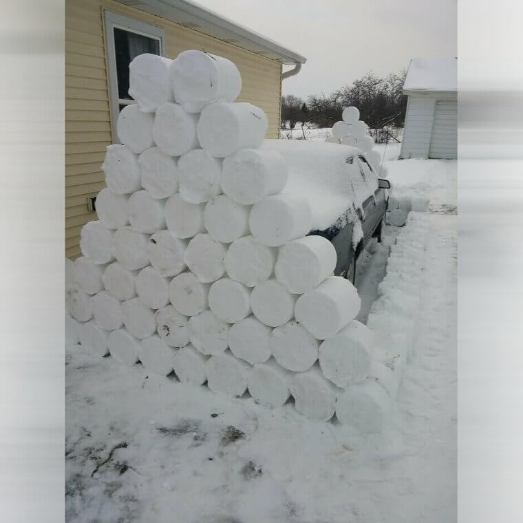 The Car Is Barricaded in by a Snow Wall