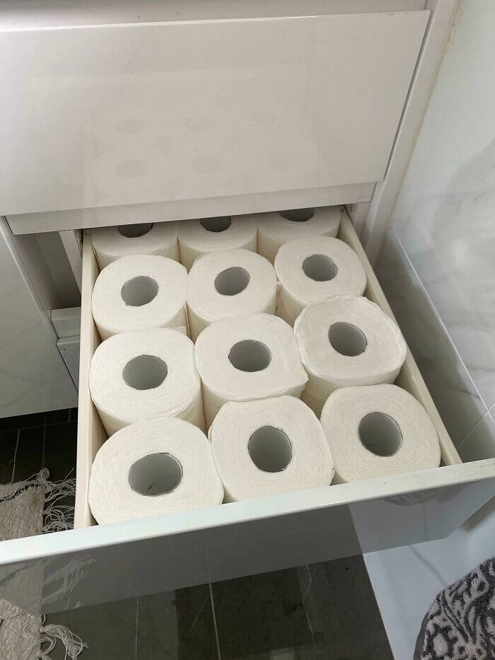 A Perfectly Restocked Toilet Paper Drawer